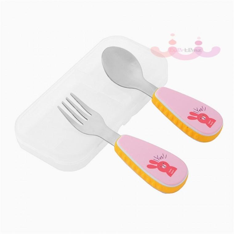 유아용 스텐 수저포크세트 토끼 유아숟가락 유아수저 어린이수저