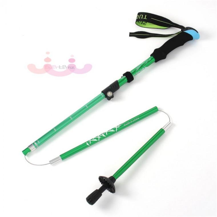 5단 접이식 등산스틱 130cm 그린 등산장비 트레킹폴 등산지팡이