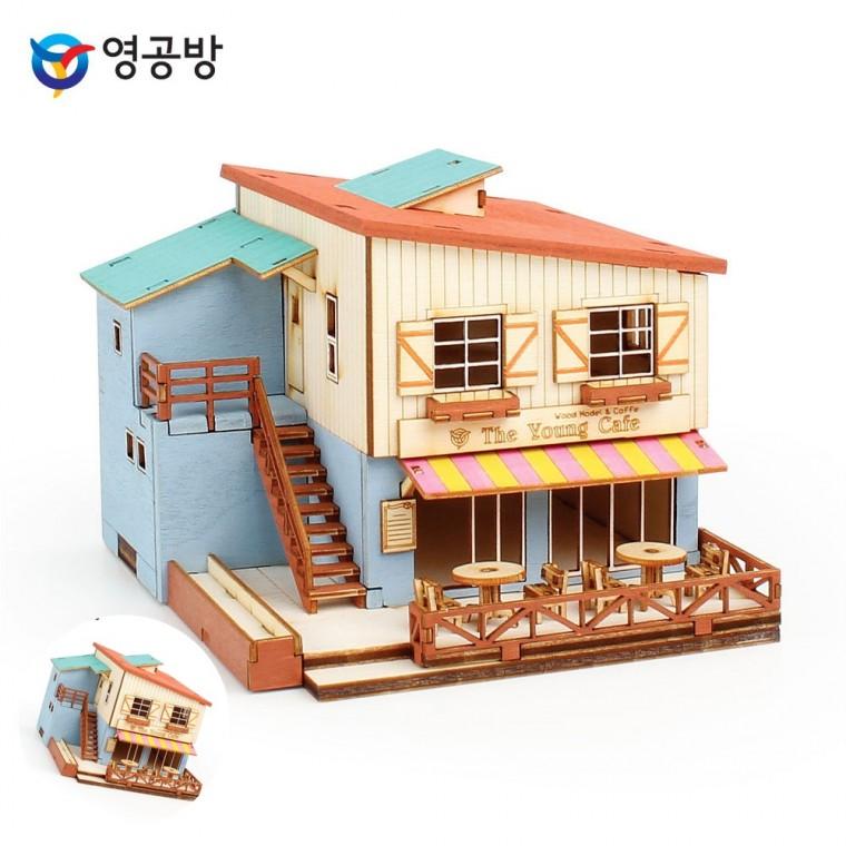 모형장난감 나무판조립키트 목재조립장난감 목재모형 모형만들기 HO 카페 하우스