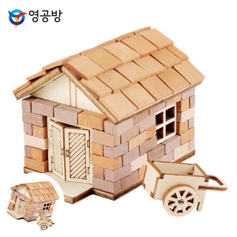 모형조립키트 모형만들기재료 나무판모형만들기 방학숙제만들기 목재조립장난감 미니 벽돌 창고세트