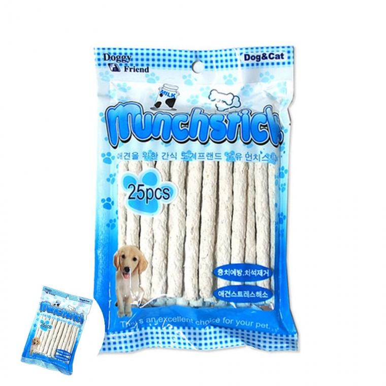 강아지밀크껌 애완견간식 애견간식 강아지개껌 강아지치석껌 우유 먼치스틱 25P 강아지 간식