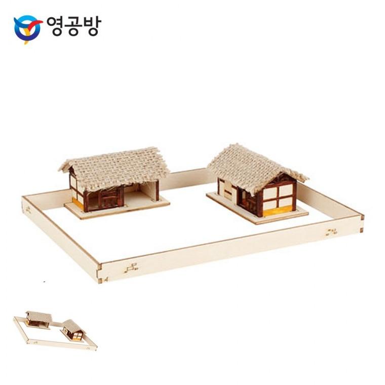 나무모형집 목재모형 피규어 목재조립키트 나무판조립키트 미니 대문채와 헛간세트
