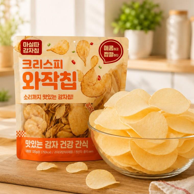 굽고 튀긴 마싣따 와작칩 매콤 짭잘 과자 감자칩 320g