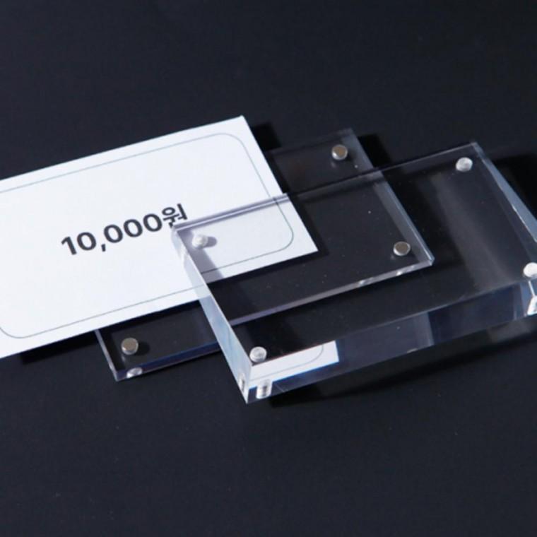 가격표 메뉴판 투명 자석 홀더 아크릴 90x55mm 경사 투명 경사자석