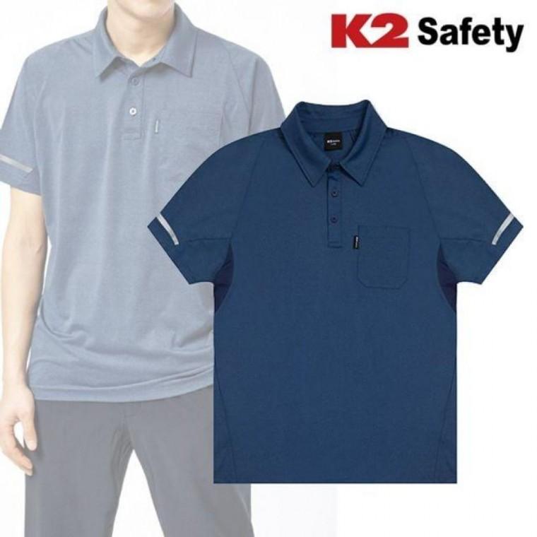 K2 블루 흡습속건 반팔 카라 티셔츠 여름 기능성