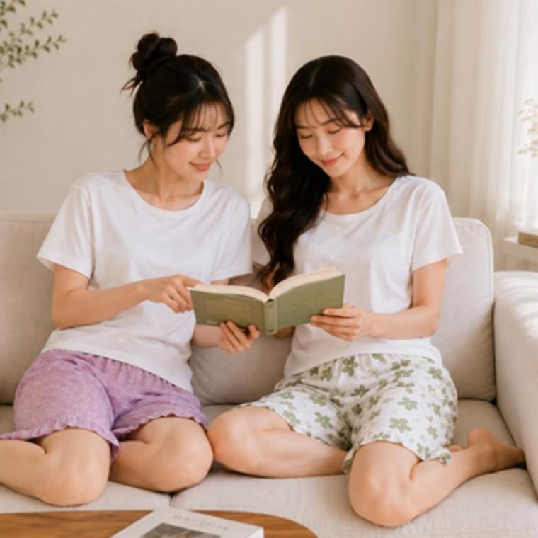 냉감 캐릭터 셔링 밑단 5부 밴딩 반바지