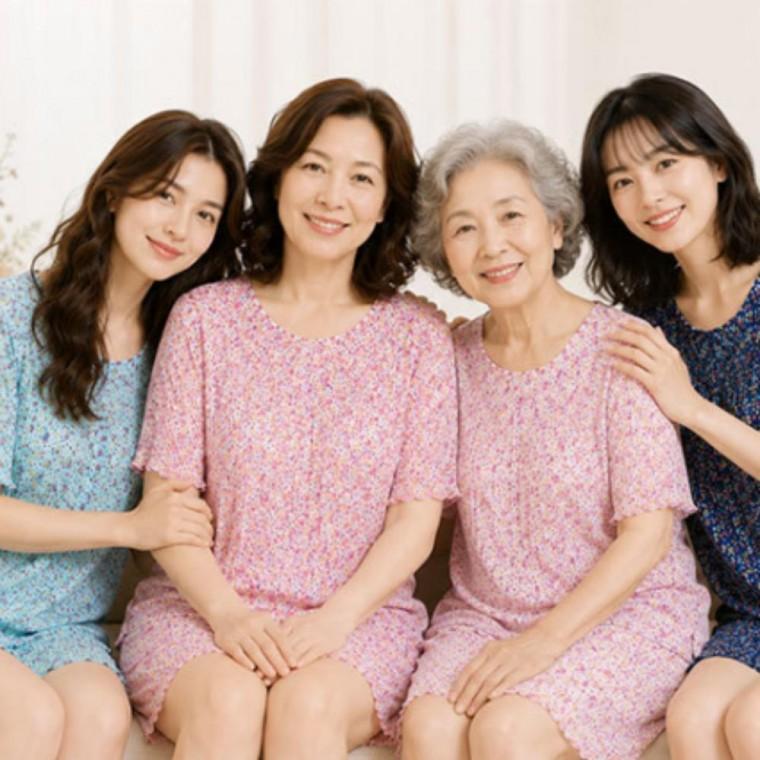 골지 꽃무늬 파자마 홈웨어 잠옷 상하의세트
