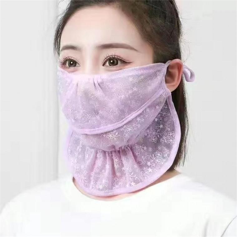 얼굴과 목을 동시에 보호하는 레이스 자외선차단 마스크 쿨마스크 여름 야외활동 마스크
