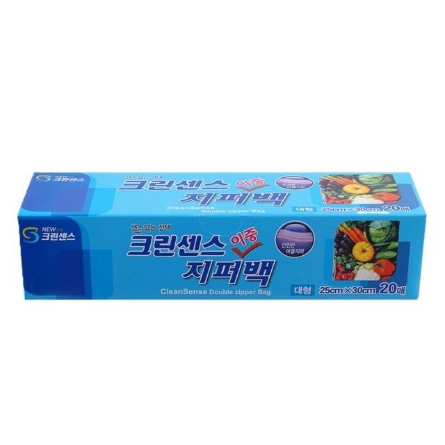 뽑아쓰는 이중 지퍼백 대형 20매입 야채 과일 여행짐 다용도 간편 휴대 비닐 밀봉