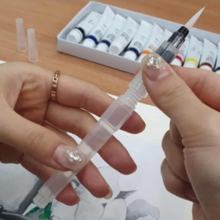 수채화 물붓 중형 붓세척통 수채화물통 자바라물통 물감물통 붓물통
