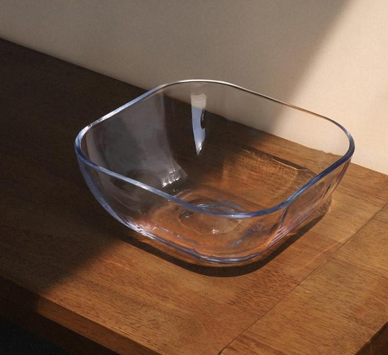 사각접시 20cm 샐러드볼 사각유리볼