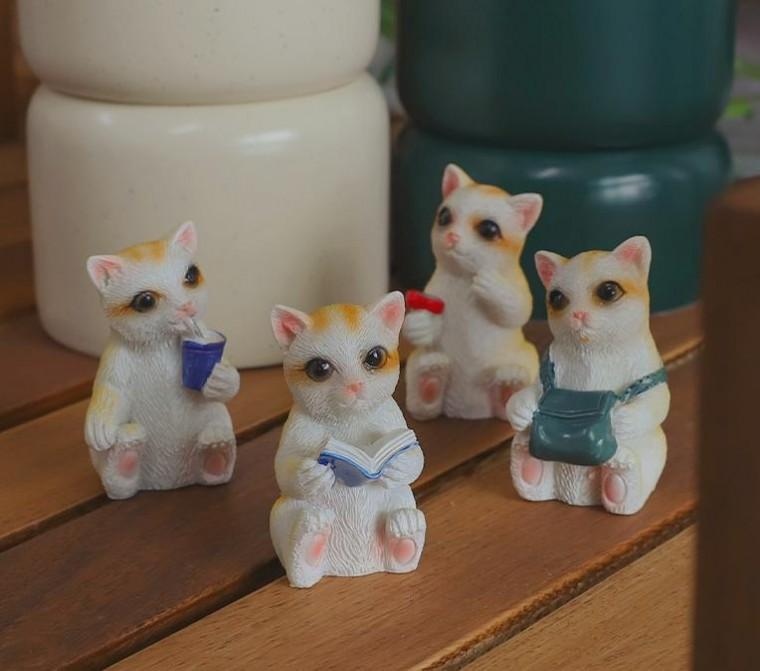 고양이 피규어 4P 미니어처피규어 고양이피규어