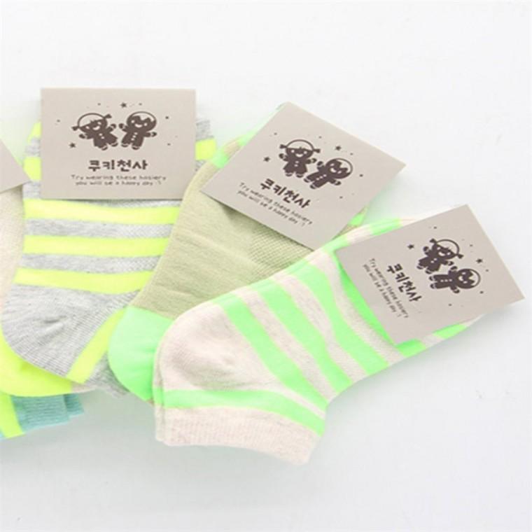 형광 단가라 남아 키즈 발목양말 5P 7-8세용 메쉬발목양말 캐주얼양말 패션양말