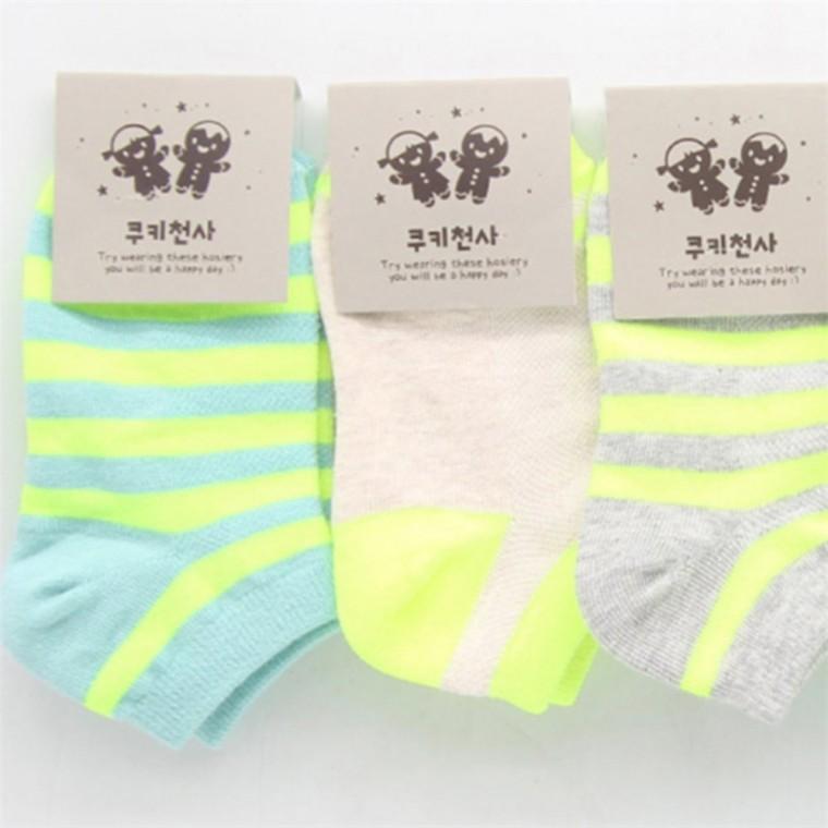형광 단가라 남아 키즈 발목양말 5P 9-10세용 어린이여름양말 스니커즈 어린이집