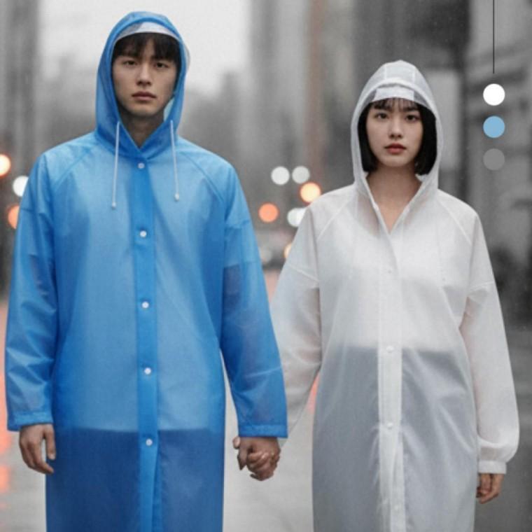 우의 남녀공용 투명캡 경량 우비 레인코트 등산 캠핑
