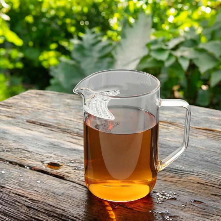 [로하티] 하프문 내열유리 거름망 숙우(400ml) (투명) 거름망내열유리숙우 거름망일체형숙우