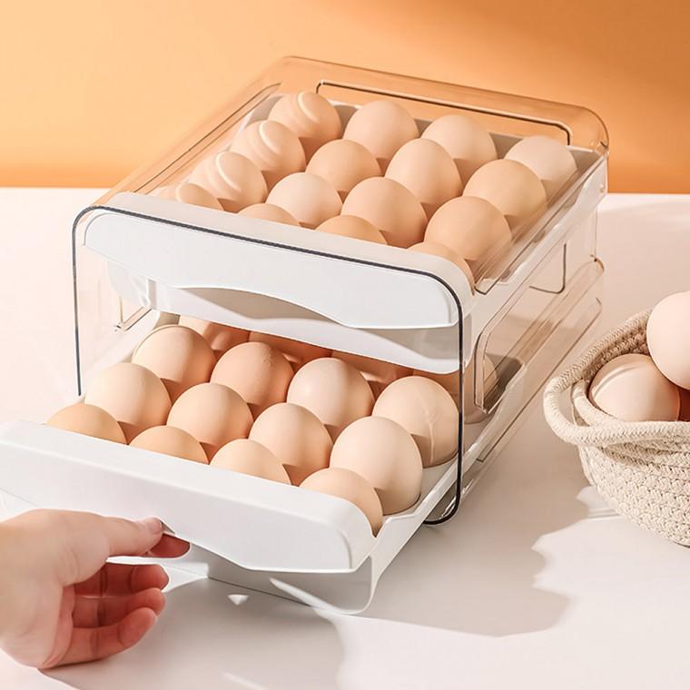 [쿠킹홈] 깔끔투명 32구 서랍 계란케이스(화이트) 달걀케이스 달걀보관함 계란보관함 계란정리함