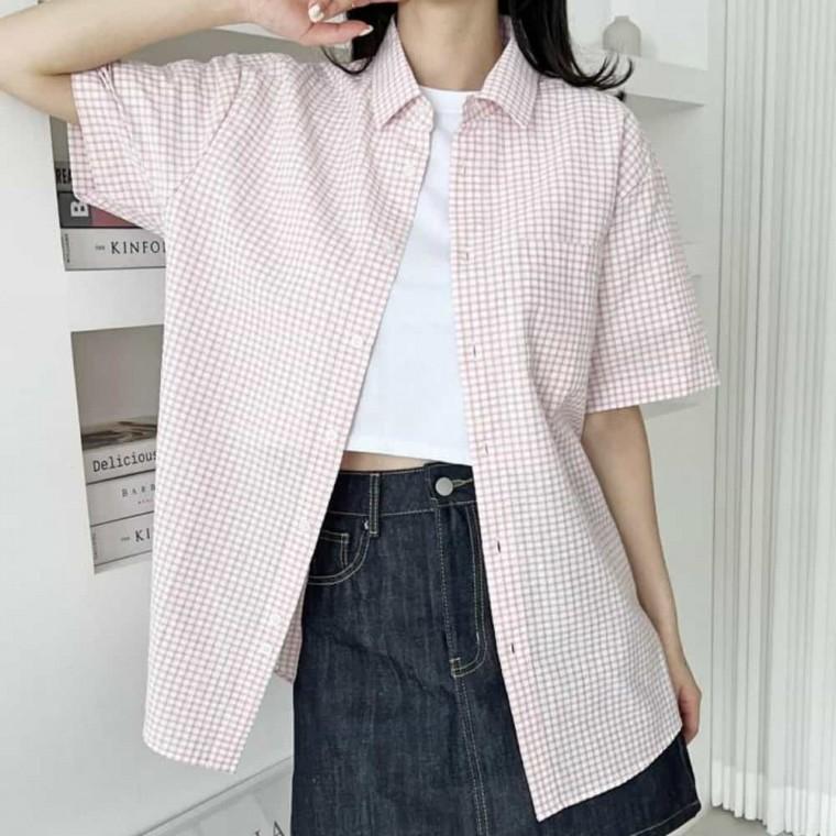 여자오버핏셔츠 데일리셔츠 여름셔츠 체크남방