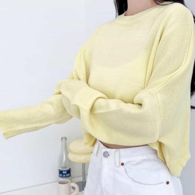 여자박스크롭니트 여자크롭니트 크롭긴팔티 여성크롭니트