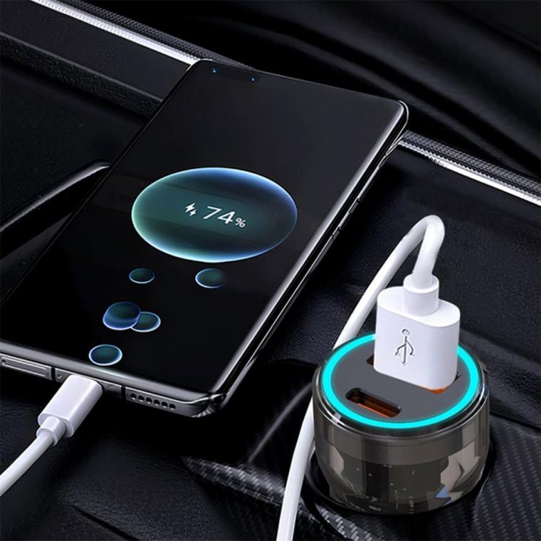 차량용 QC3.0+PD30w 고속충전 시거잭 투명 S-2 차량 USB 충전