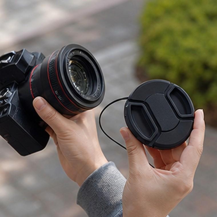 55mm 스냅온 렌즈캡 커버 ABS 분실방지끈 외부 충격 방지