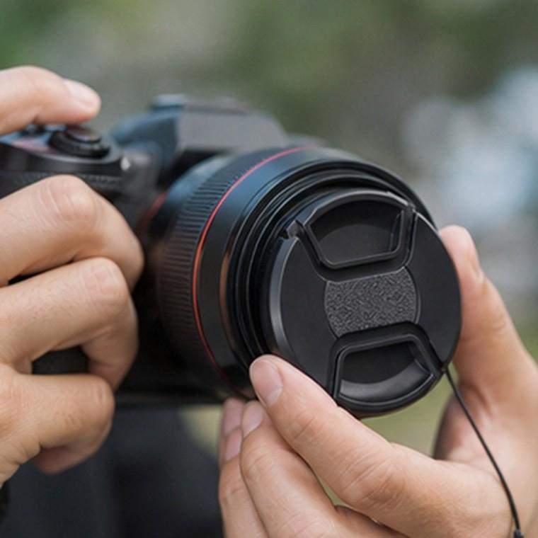 46mm 스냅온 ABS 블랙 렌즈캡 분실방지끈 렌즈보호 먼지방지
