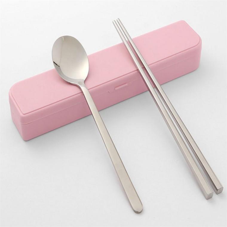 파스텔 휴대용 수저세트 핑크 아웃도어수저
