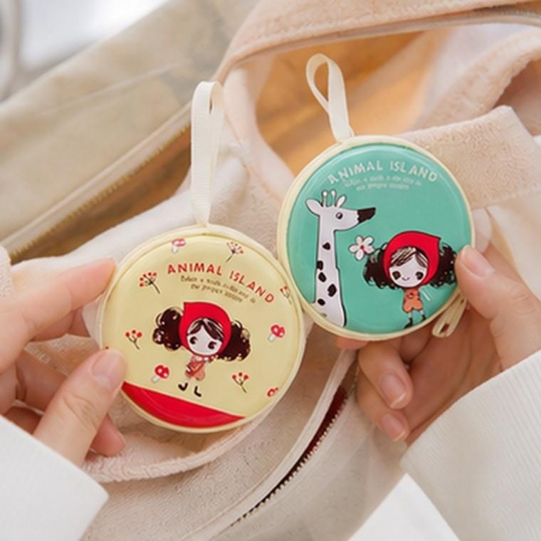 마카롱 동전지갑 랜덤발송 원형 캐릭터 일러스트 7cm 2.5cm