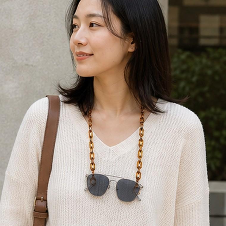 아크릴 마블디자인 안경줄 마스크걸이 선글라스 체인 분실방지 브라운 마블