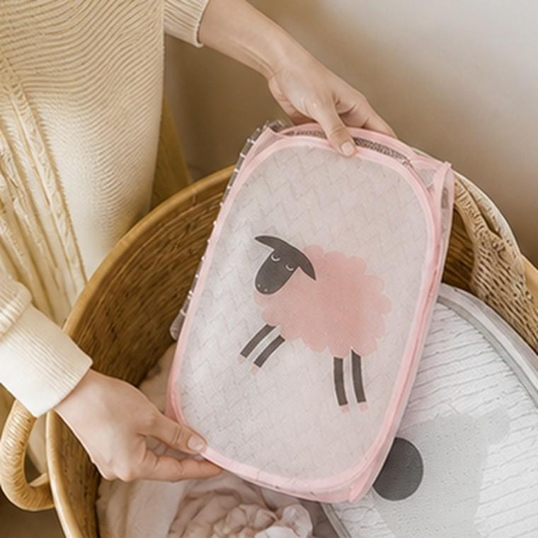 폴딩 메쉬 빨래 바구니 손잡이 통풍 세탁물 보관 정리 수납