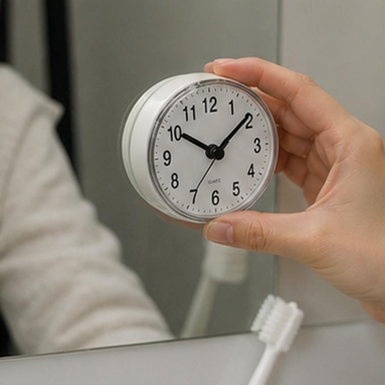 흡착 방수 저소음 욕실 벽시계 거울부착용 7cm 원형 인테리어