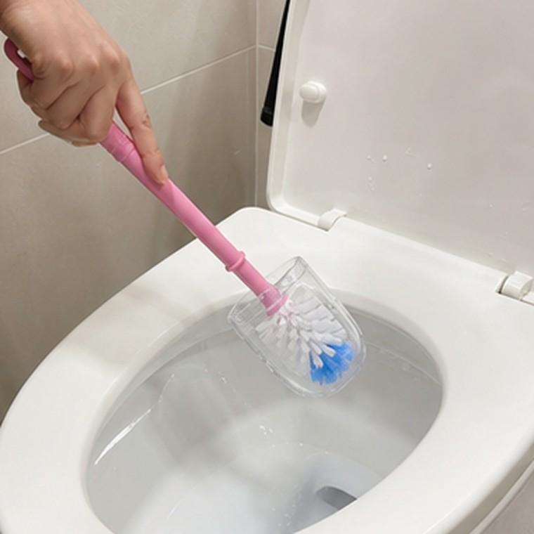 원형 자바라 변기솔 PVC 폴리에스테르 솔 8cm 손잡이 40cm 화장실 청소