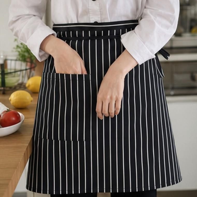 허리앞치마 다용도 앞주머니 소지품 수납 스트라이프 허리끈 주방용