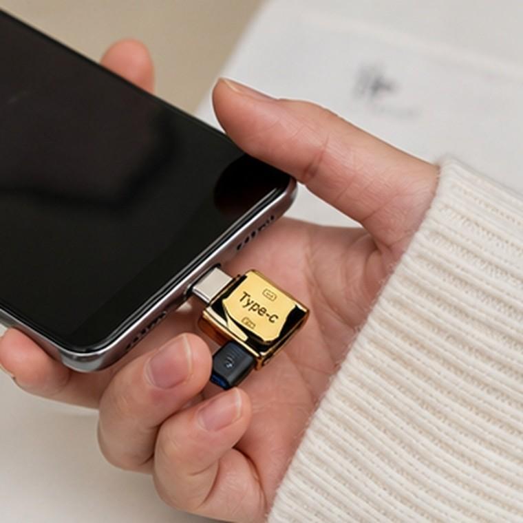 C타입 USB OTG 젠더 5핀 메탈 체인고리 분실방지 스마트폰 태블릿
