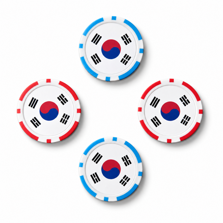 태극기 칩마커 볼마커 4개 1세트 라운딩 필드용품 골프 악세사리 개별포장 선물용