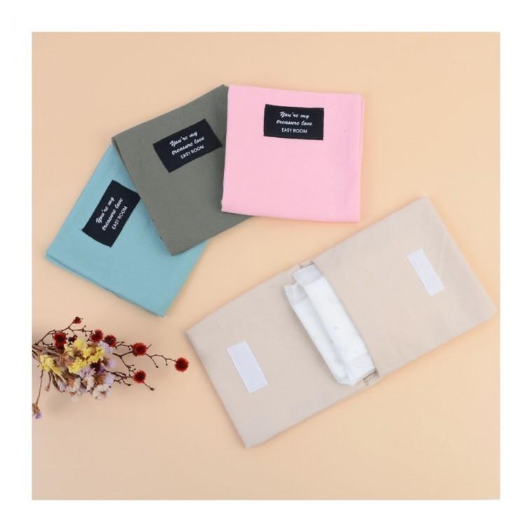 접이형 생리대파우치 양면수납 방수 지퍼개폐 휴대편한 슬림 화장실 위생보호