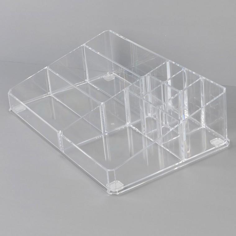 9칸분리 메이크업박스 립틱 매니큐어 투명수납함 뷰티룸 정돈 파우더
