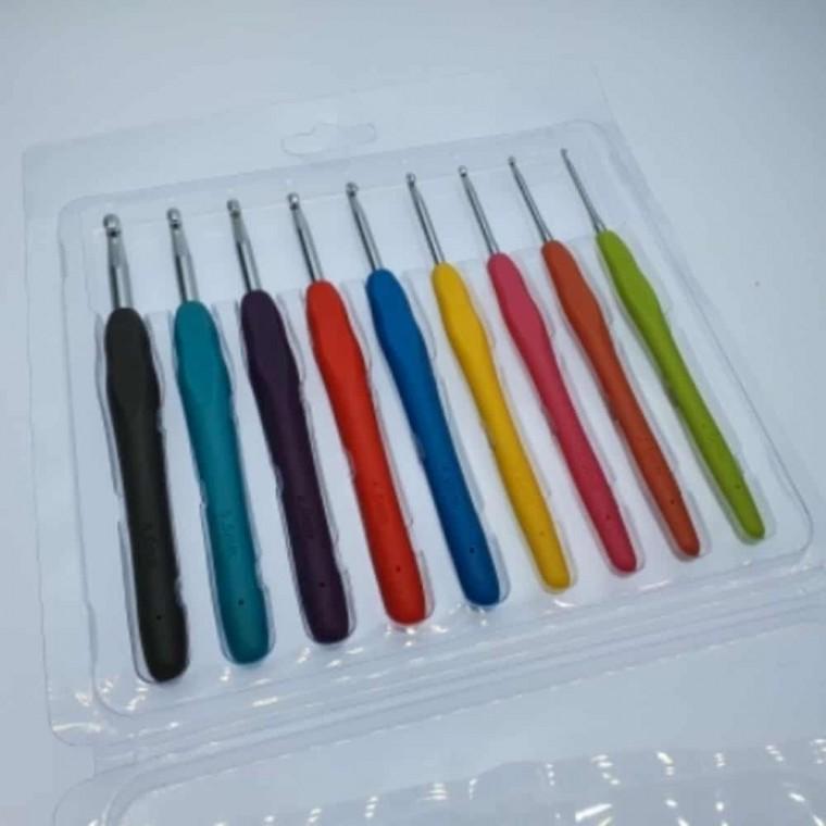 실리콘 코바늘 9종 세트 손뜨개코바늘 뜨개바늘 뜨개질바늘 뜨게바늘 뜨개코바늘