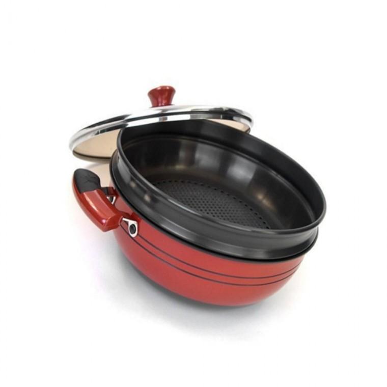 키친아트 2단 찜기냄비 32cm 볶음팬 볶음냄비 궁중팬
