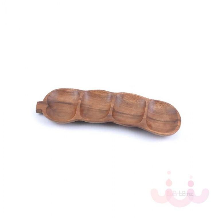 아카시아 원목 완두콩 접시 4절 캠핑용원목접시 견과류전용볼 다과용나무트레이