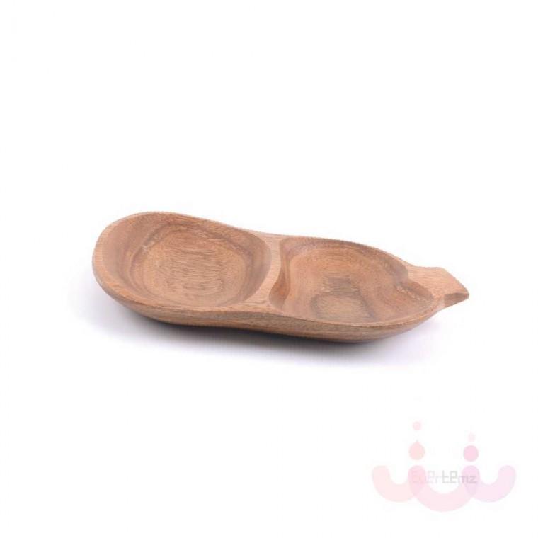 아카시아 원목 완두콩 접시 2절 예쁜안주접시 2칸나눔접시 2구간식접시