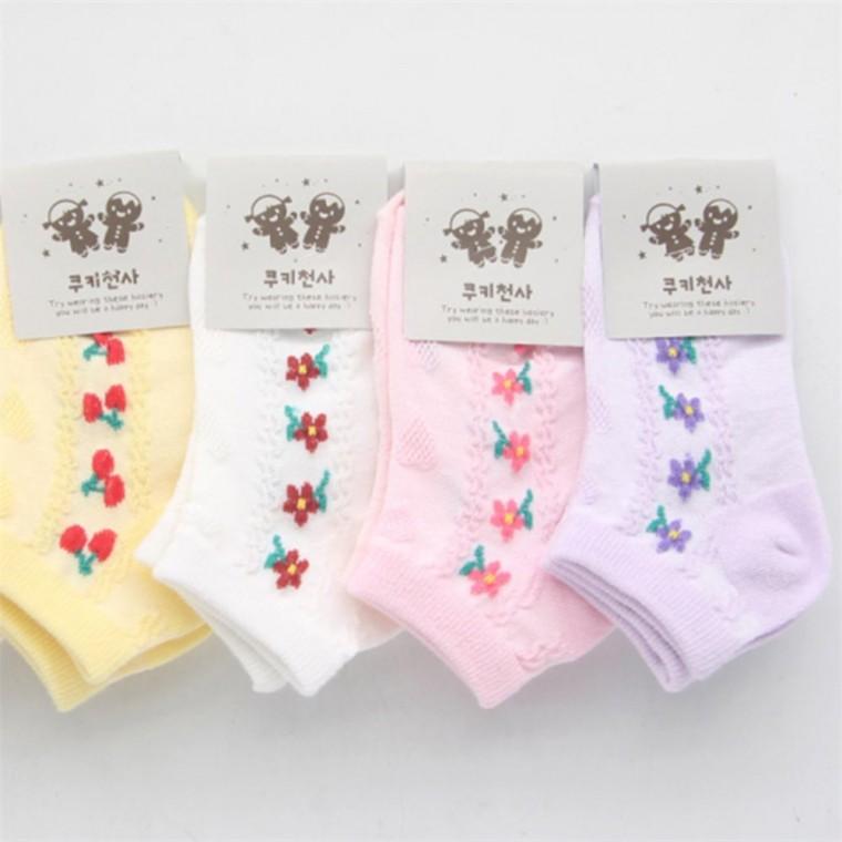 여아 플라워 키즈 발목양말 5P 5-6세용 검정 기념품 남아