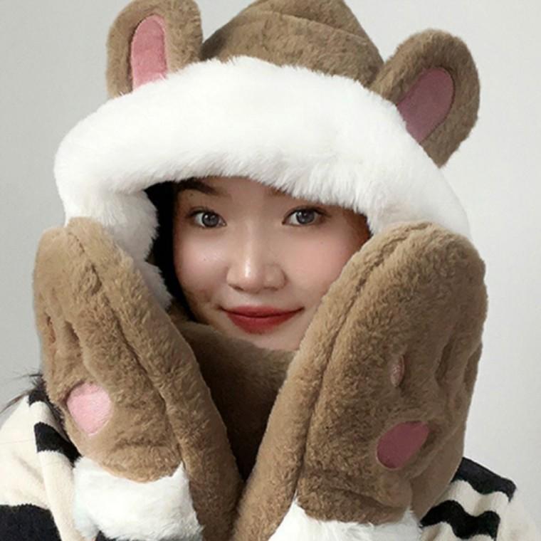 후드머플러 모자목도리세트 쁘띠목도리 방한장갑