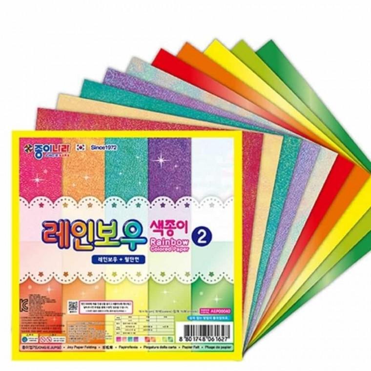 레인보우 색종이 (10개 1세트) 전문가용색종이15cm 미술색종이 종이접기색종이 종이나라색종이 색종이접기