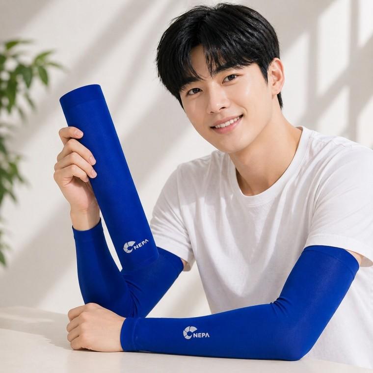 UV 차단 쿨토시 무봉제 손목 벤딩 블루