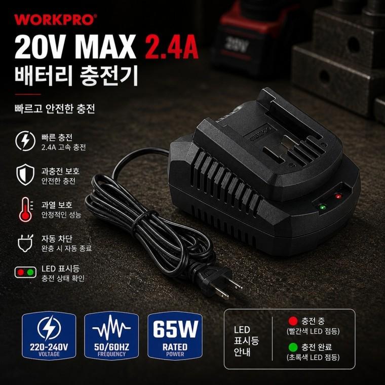 배터리 충전기 20V 2.4A 휴대용 충전기