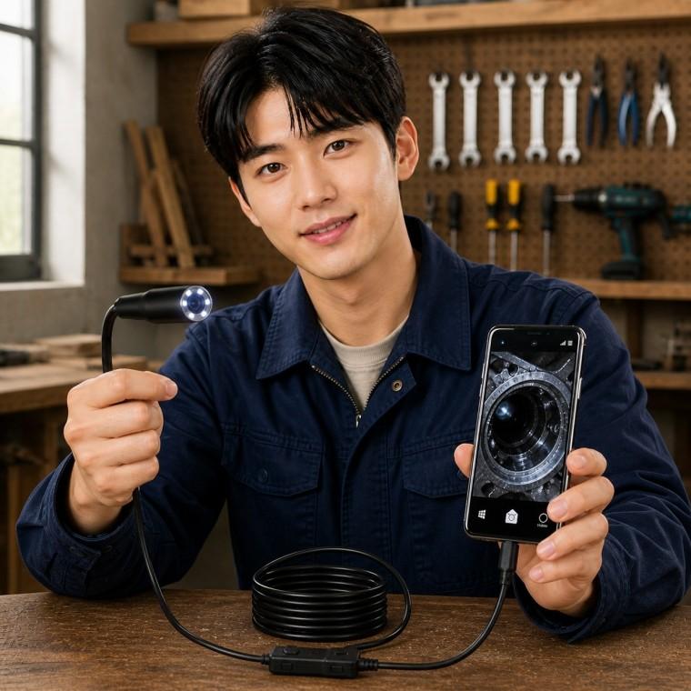 듀얼 강선 C 타입 스마트폰 내시경 카메라 2M