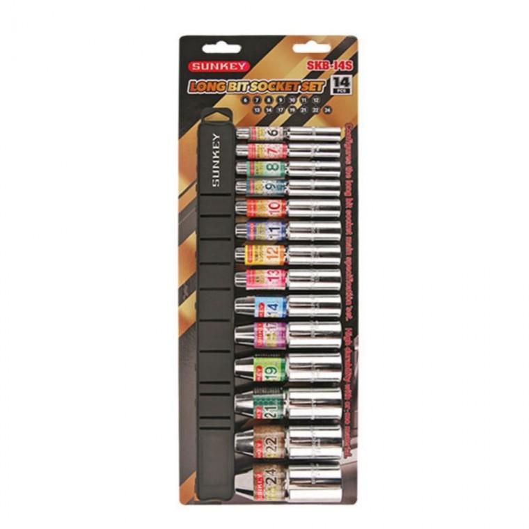 크롬 몰리브덴 110mm 롱 육각 비트 소켓 세트 14pcs