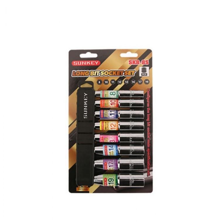 롱타입 육각 비트 소켓 세트 8 종 크롬 몰리브덴 8 19mm