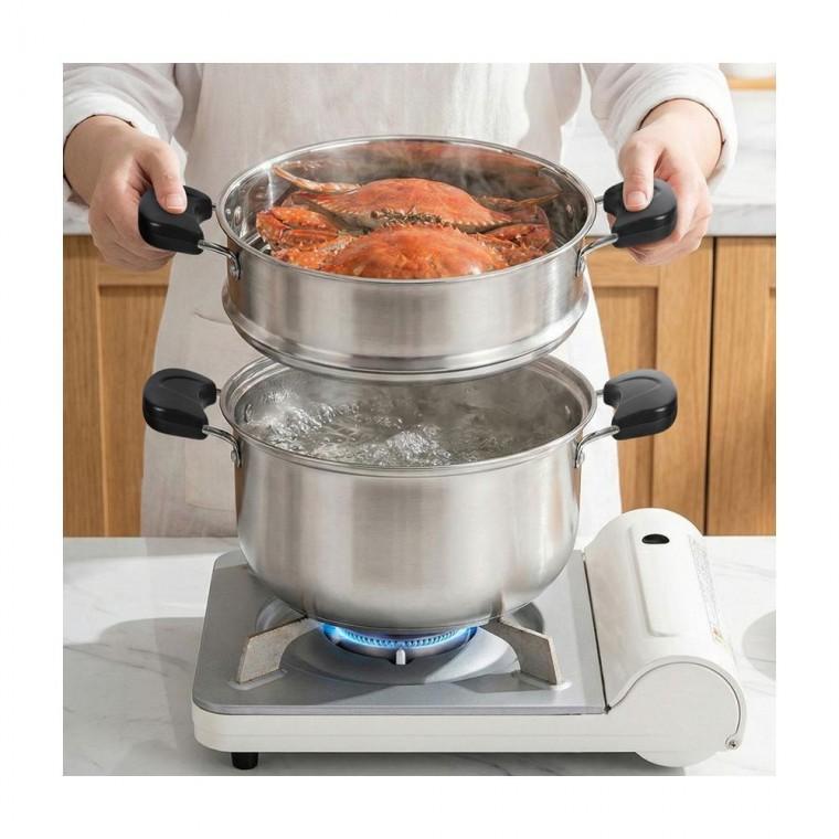 루미나D 찜솥 2단 24cm 스텐 주방 조리용 가정 식당용 식재료 준비도구